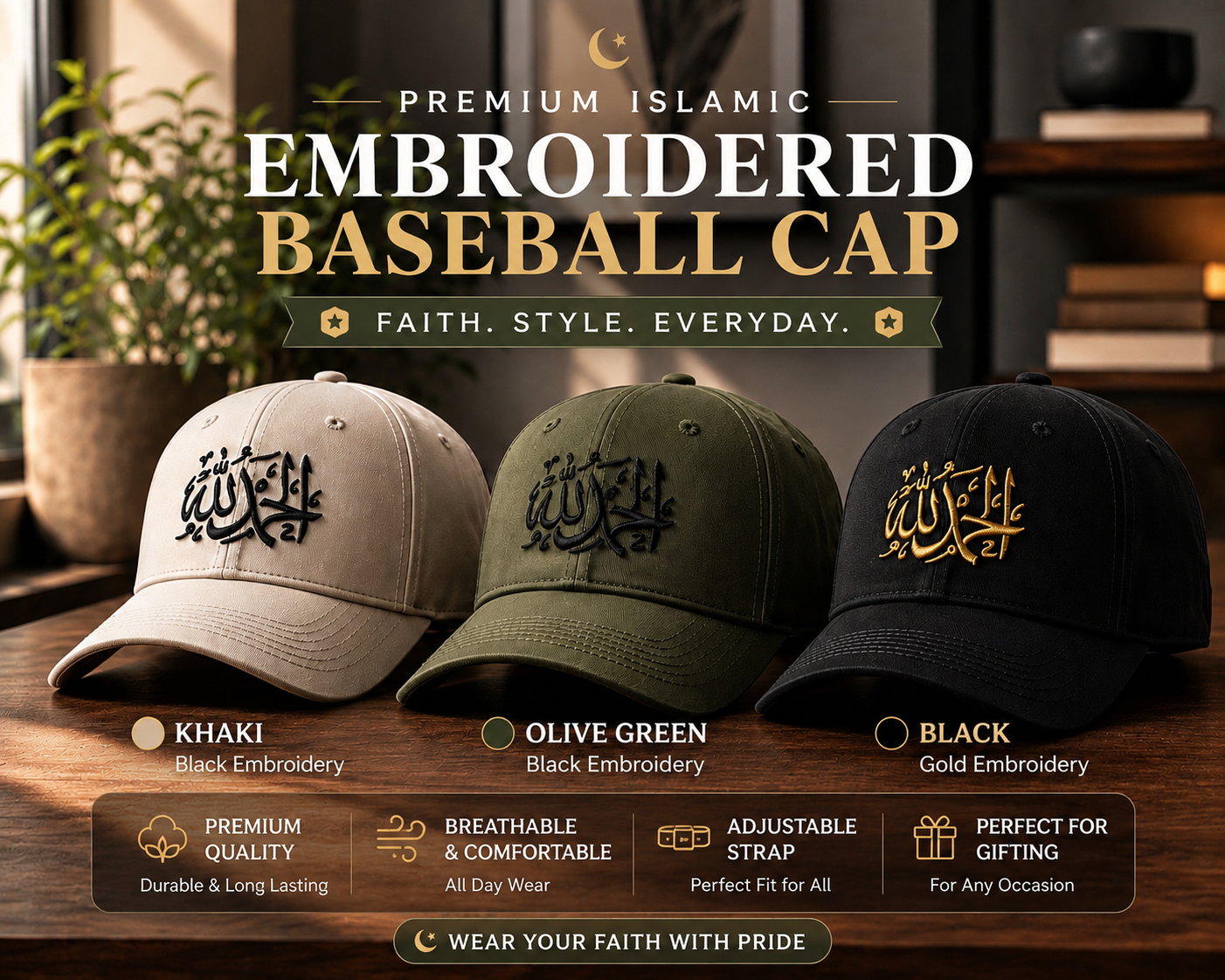 Alhamdulillah Embroidered Baseball Cap | Premium Cotton Hat