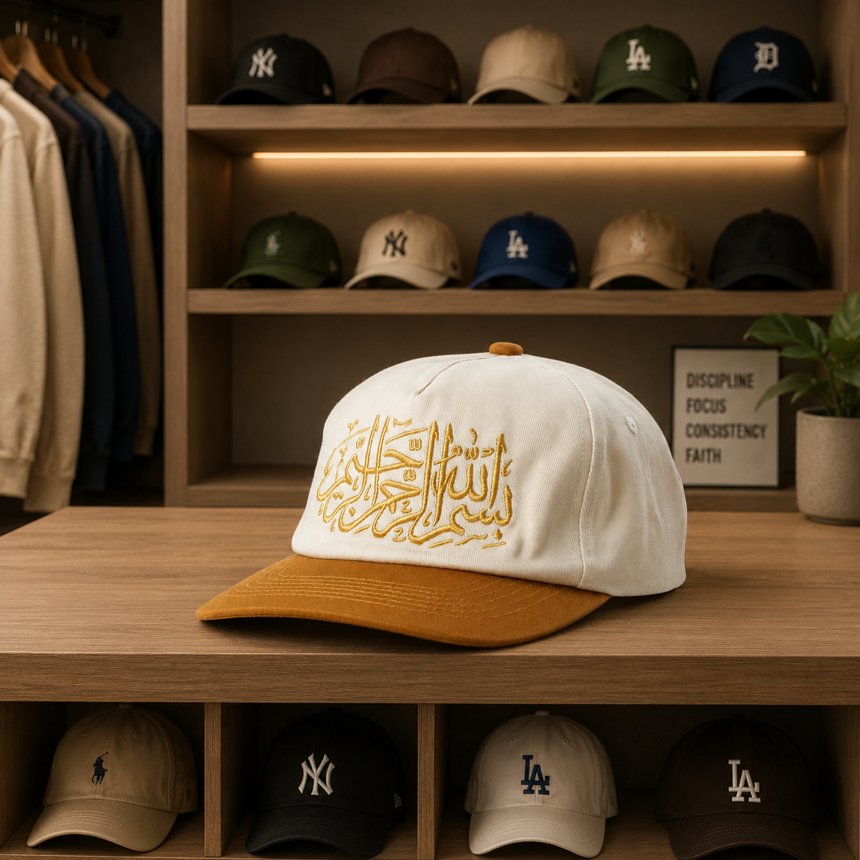 Premium Arabic Embroidery Unisex Baseball Cap – 100% Cotton Adjustable Hat