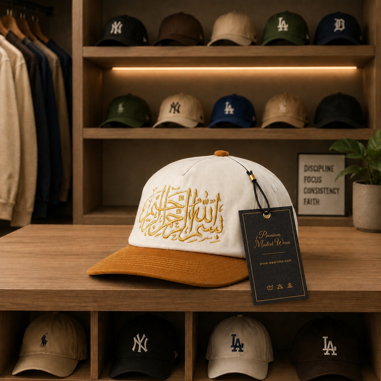 Premium Arabic Embroidery Unisex Baseball Cap – 100% Cotton Adjustable Hat