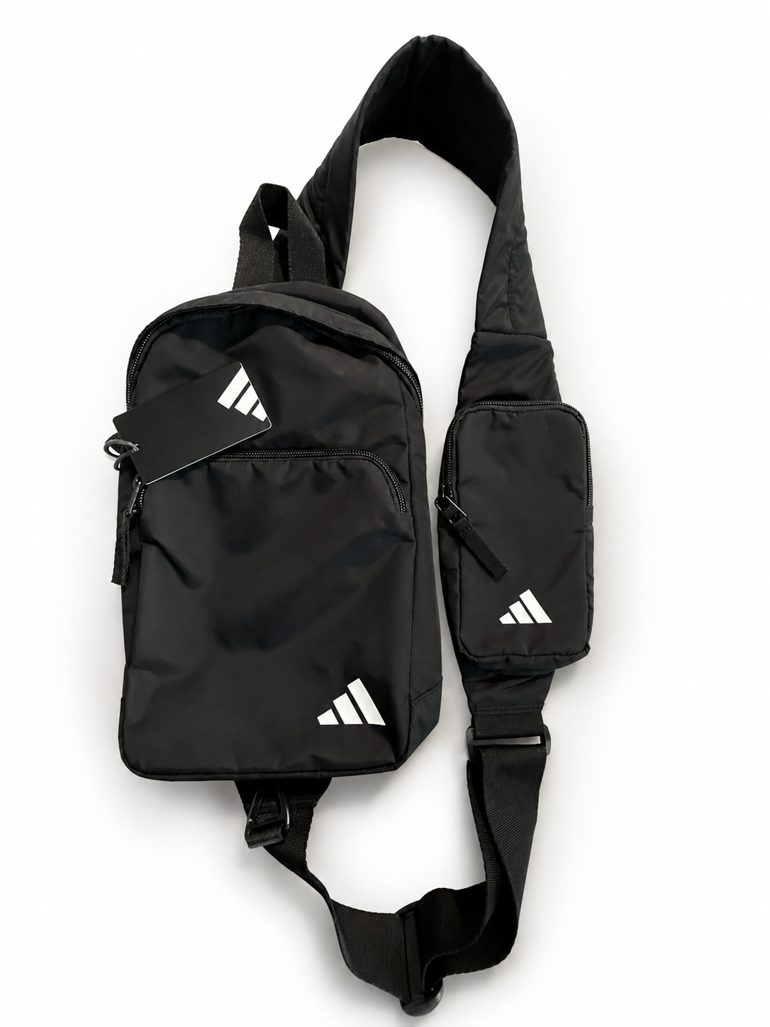 Adidas Black Crossbody Sling Bag – Lightweight Adjustable Shoulder Chest Bag with Multiple Zip Pockets