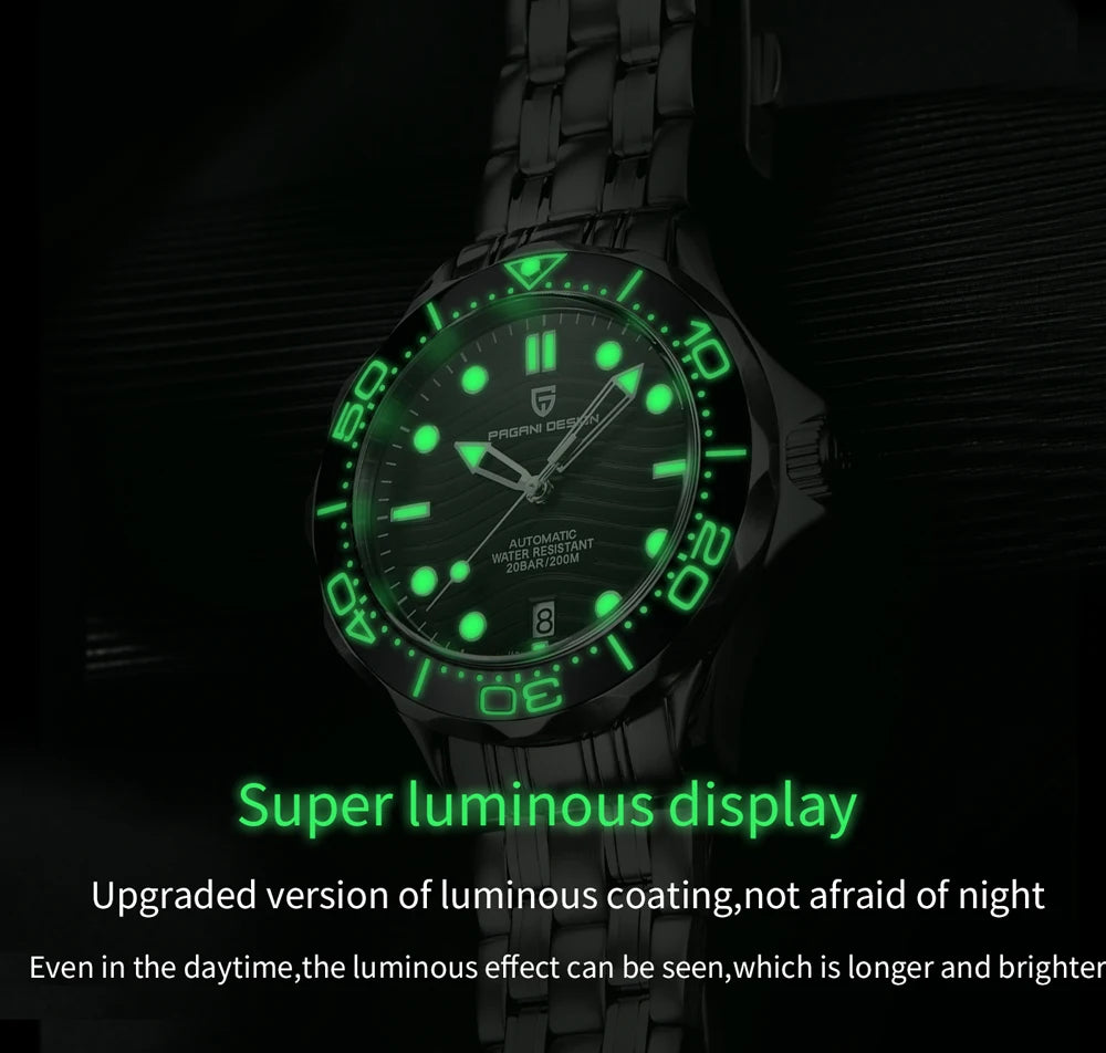 Pagani Design 2026 Automatic Mechanical Watch – Green Dial, Sapphire Crystal, Miyota 8215, Stainless Steel