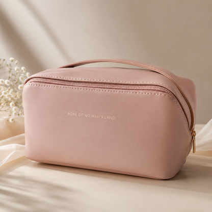 Premium Blush Pink Makeup Bag – Travel Cosmetic Organizer for Women