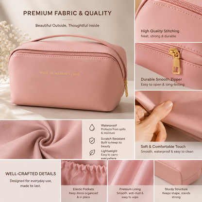 Premium Blush Pink Makeup Bag – Travel Cosmetic Organizer for Women