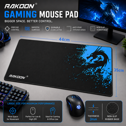 RAKOON Gaming Mouse Pad – Large Non-Slip Desk Mat with Stitched Edges