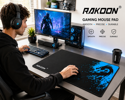RAKOON Gaming Mouse Pad – Large Non-Slip Desk Mat with Stitched Edges