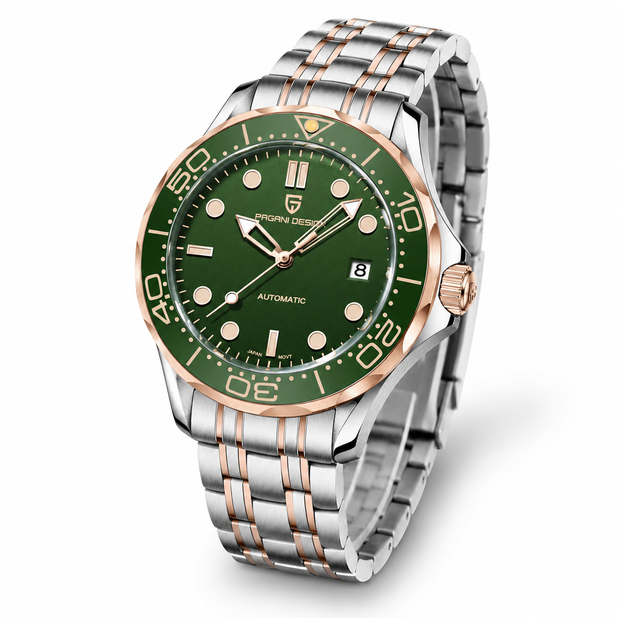 Pagani Design 2026 Automatic Mechanical Watch – Green Dial, Sapphire Crystal, Miyota 8215, Stainless Steel
