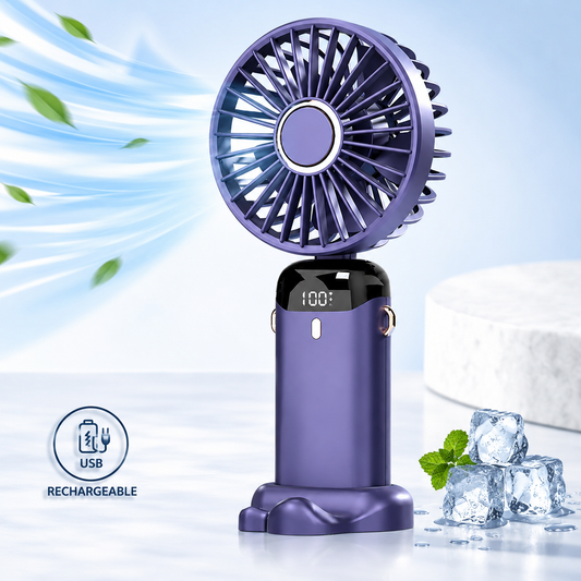 USB Rechargeable Mini Portable Fan – 5 Speed Foldable Handheld & Neck Fan