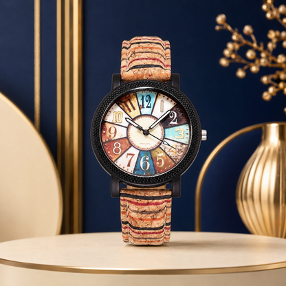 Women’s Casual Vintage Leather Quartz Wristwatch – Colorful Dial Gift Watch