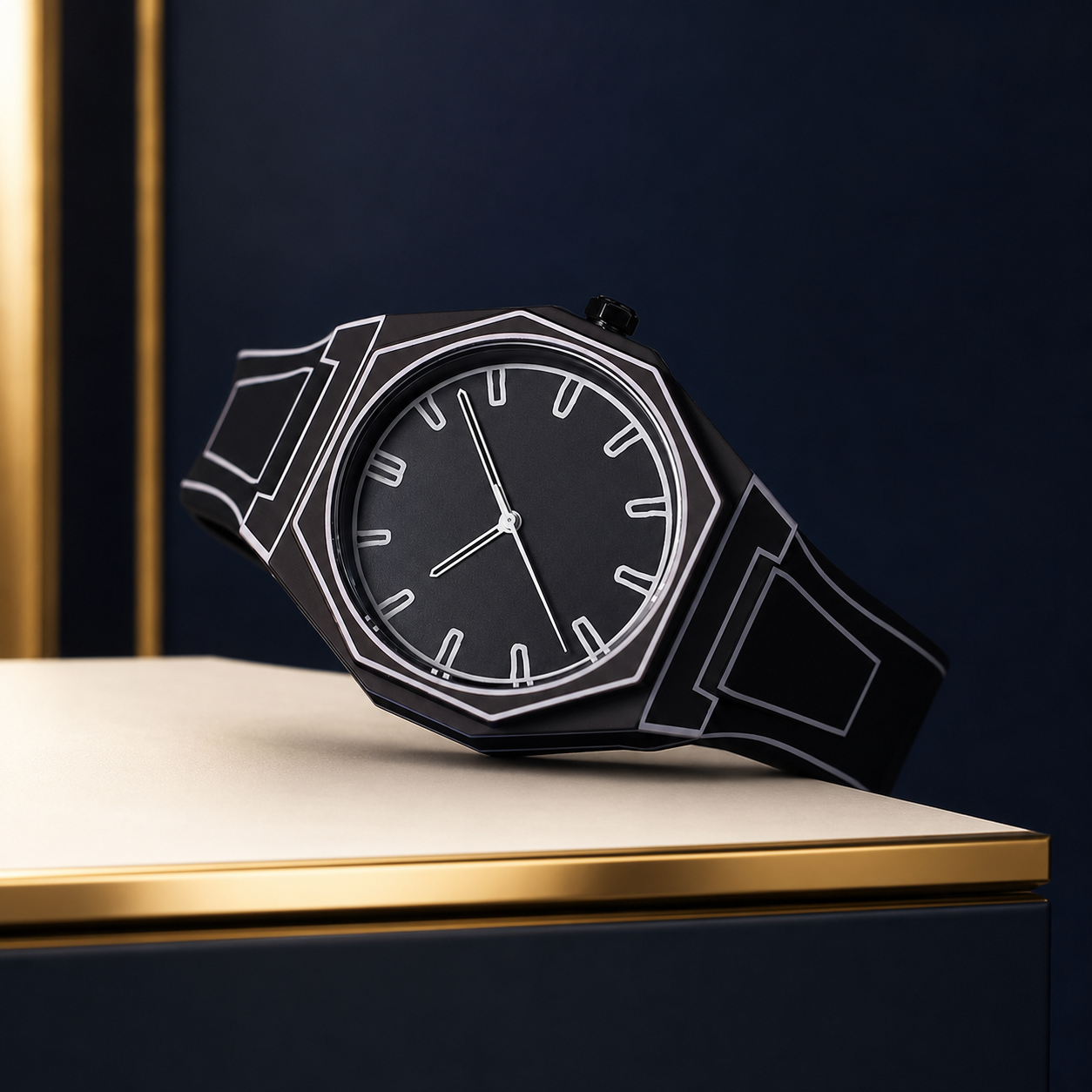 Waterproof Comic-Style Quartz Watch – Black & White