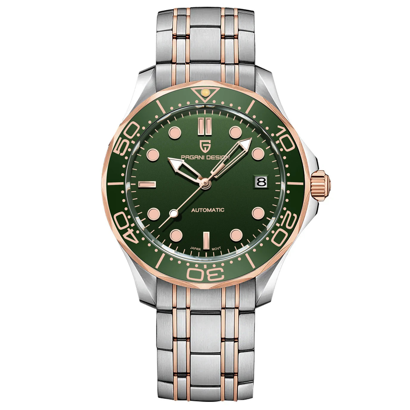 Pagani Design 2026 Automatic Mechanical Watch – Green Dial, Sapphire Crystal, Miyota 8215, Stainless Steel