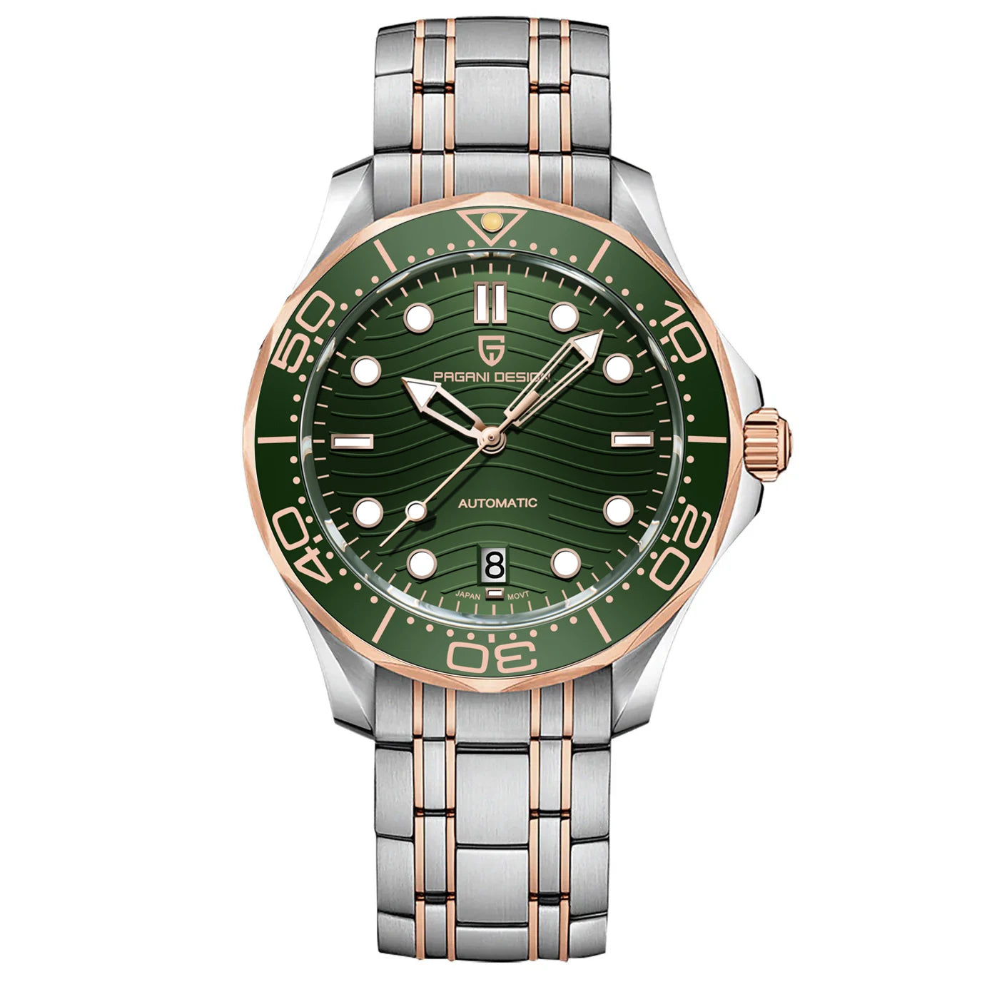 Pagani Design 2026 Automatic Mechanical Watch – Green Dial, Sapphire Crystal, Miyota 8215, Stainless Steel