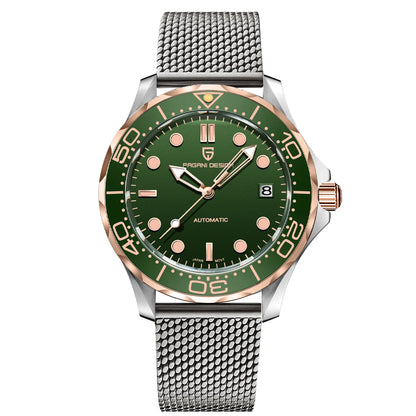 Pagani Design 2026 Automatic Mechanical Watch – Green Dial, Sapphire Crystal, Miyota 8215, Stainless Steel